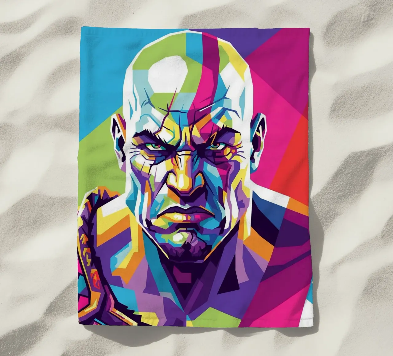 God Of War - WPAP art style (4) beach towel by Hantamrata