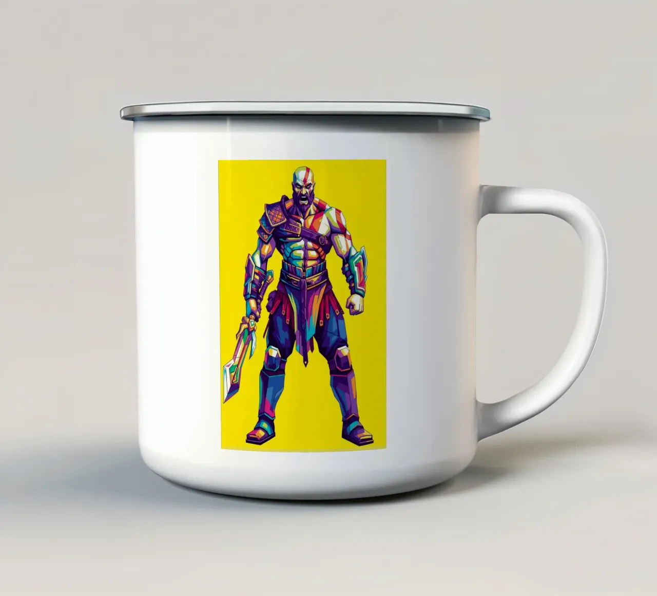 God Of War - WPAP art style (5) enamel mug by Hantamrata