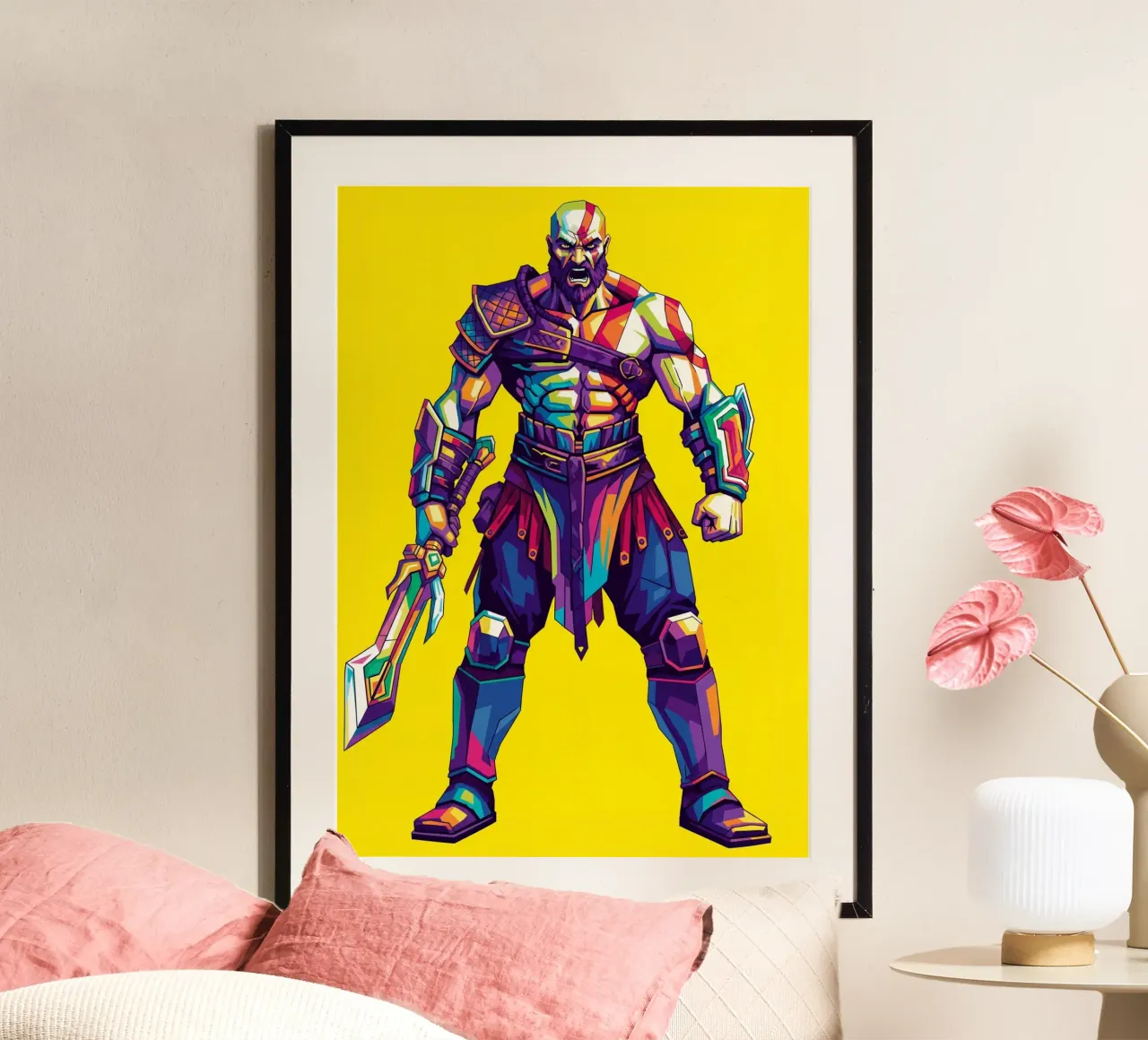 God Of War - WPAP art style (5) hahnemühle by Hantamrata
