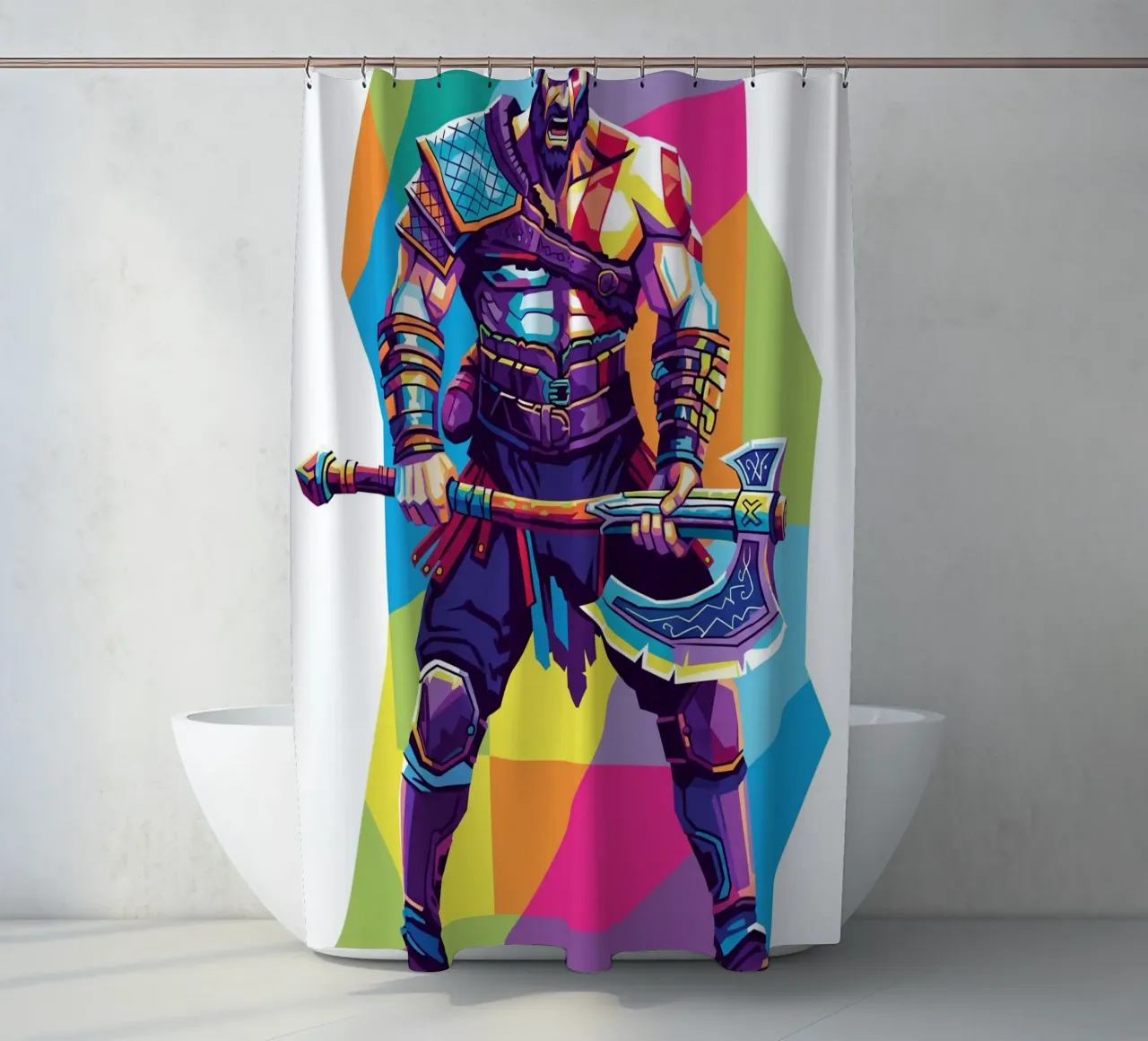 God Of War - WPAP art style (6) shower curtain by Hantamrata