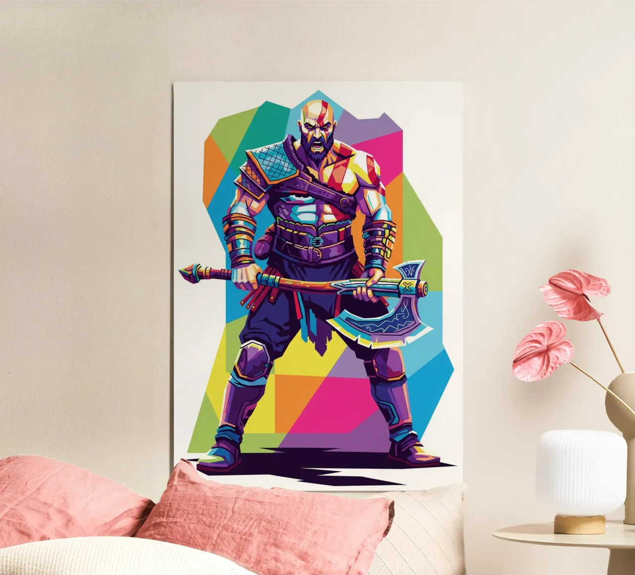 God Of War - WPAP art style (6) alu-dibond by Hantamrata