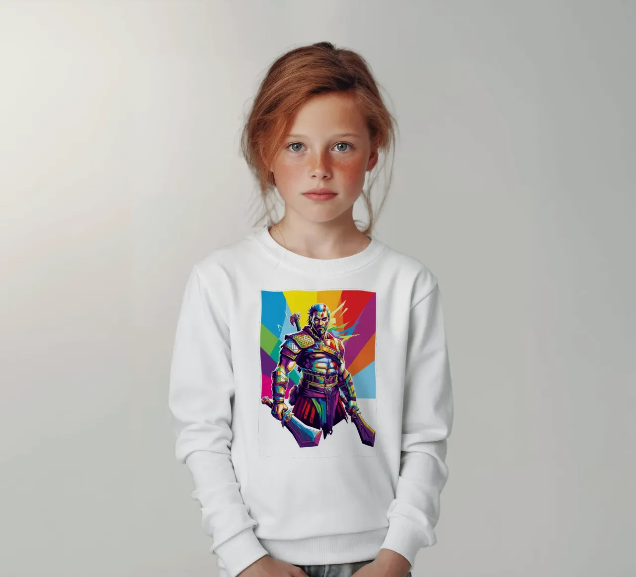 God Of War - WPAP art style (7) kids sweatshirt by Hantamrata