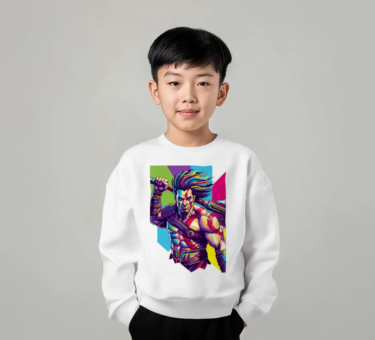 God Of War - WPAP art style (9) kids sweatshirt by Hantamrata