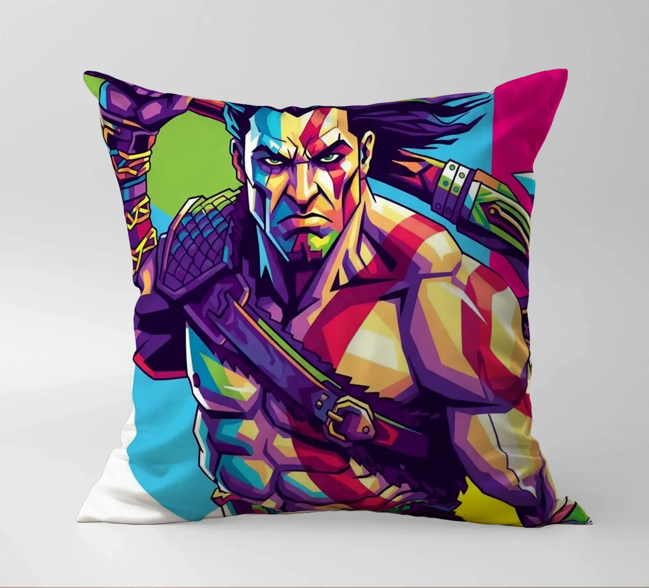 God Of War - WPAP art style (9) decorative cushion by Hantamrata