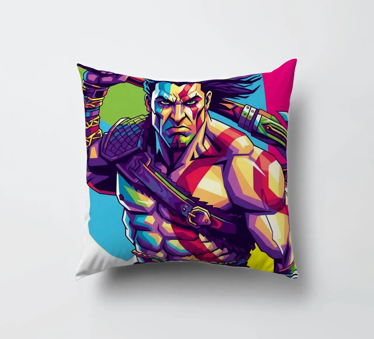 God Of War - WPAP art style (9) decorative cushion by Hantamrata