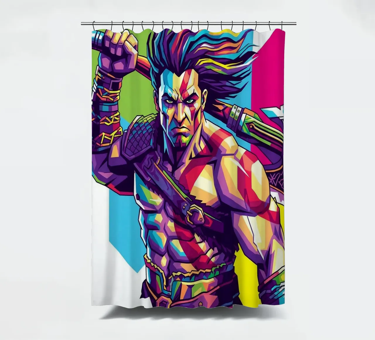 God Of War - WPAP art style (9) shower curtain by Hantamrata