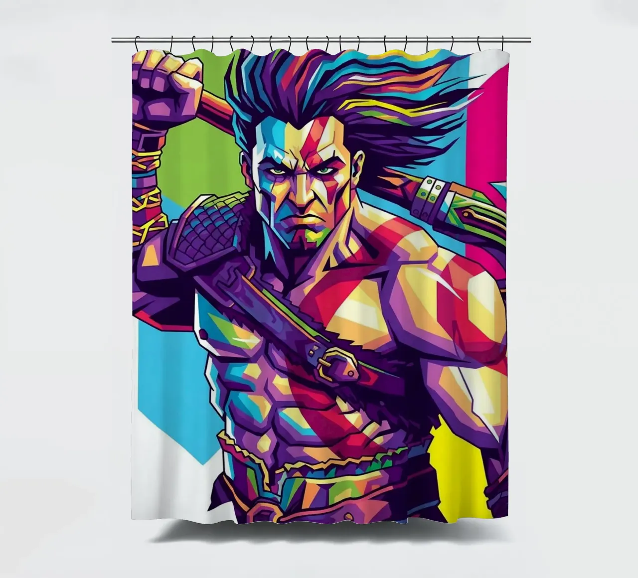 God Of War - WPAP art style (9) shower curtain by Hantamrata