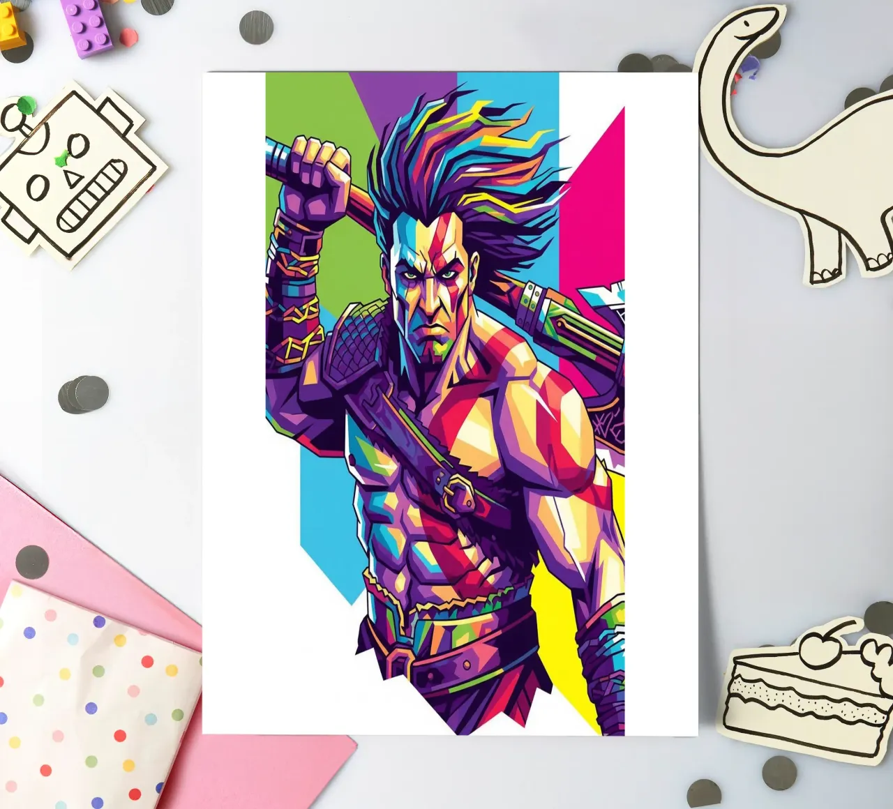 God Of War - WPAP art style (9) sticker sheet by Hantamrata