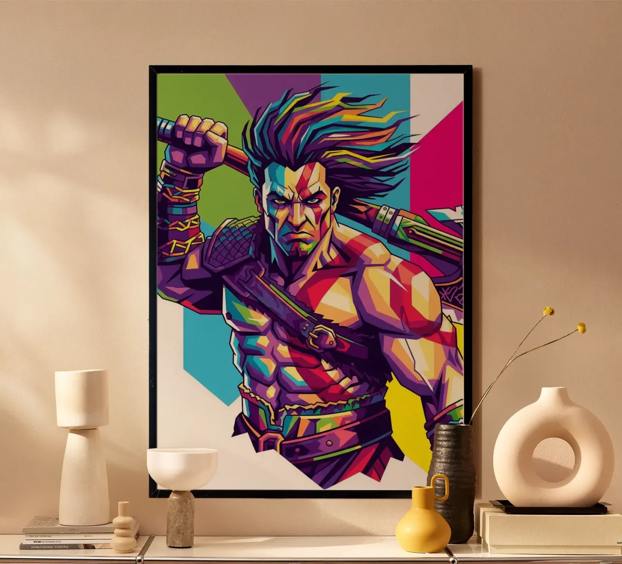 God Of War - Stile artistico WPAP (9) poster con telaio in plastica da Hantamrata