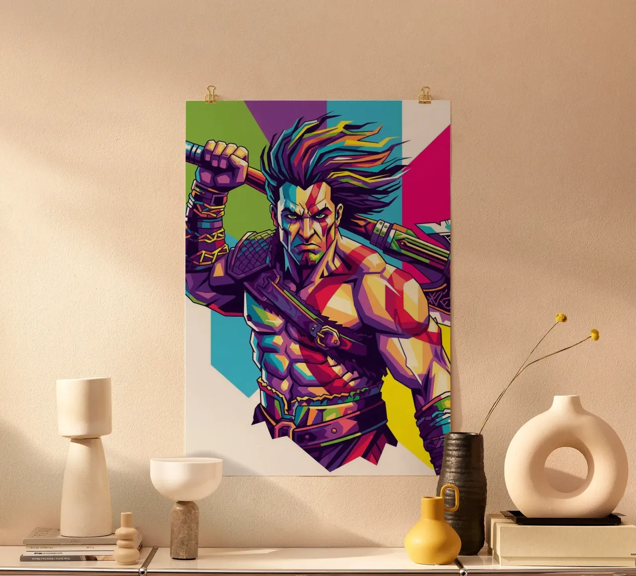 God Of War - Stile artistico WPAP (9) poster con telaio in plastica da Hantamrata