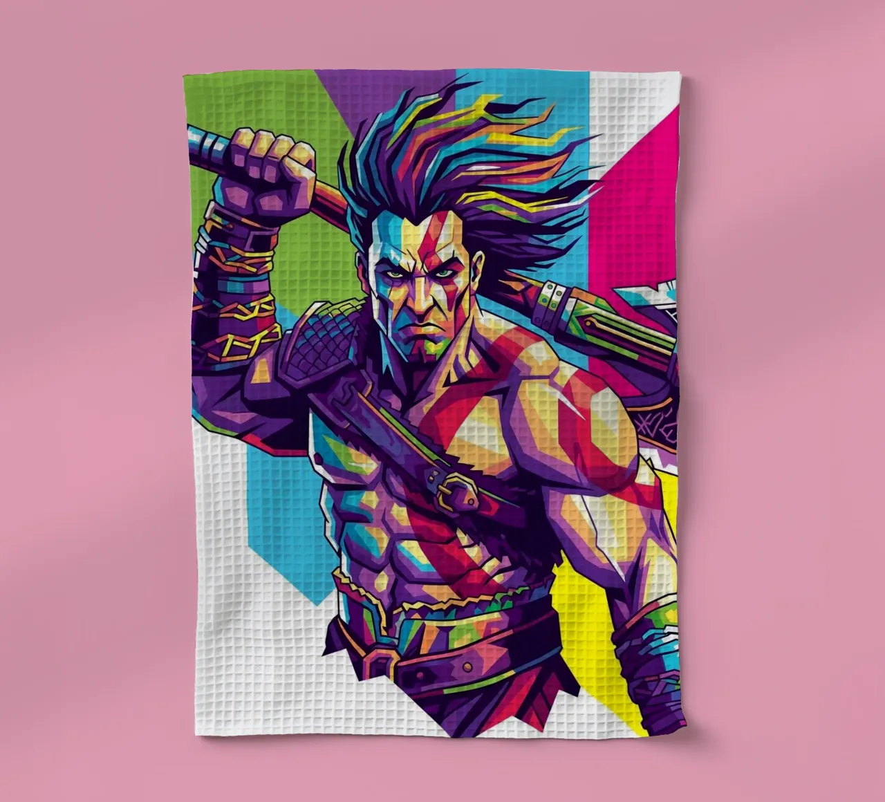 God Of War - WPAP art style (9) tea towel by Hantamrata