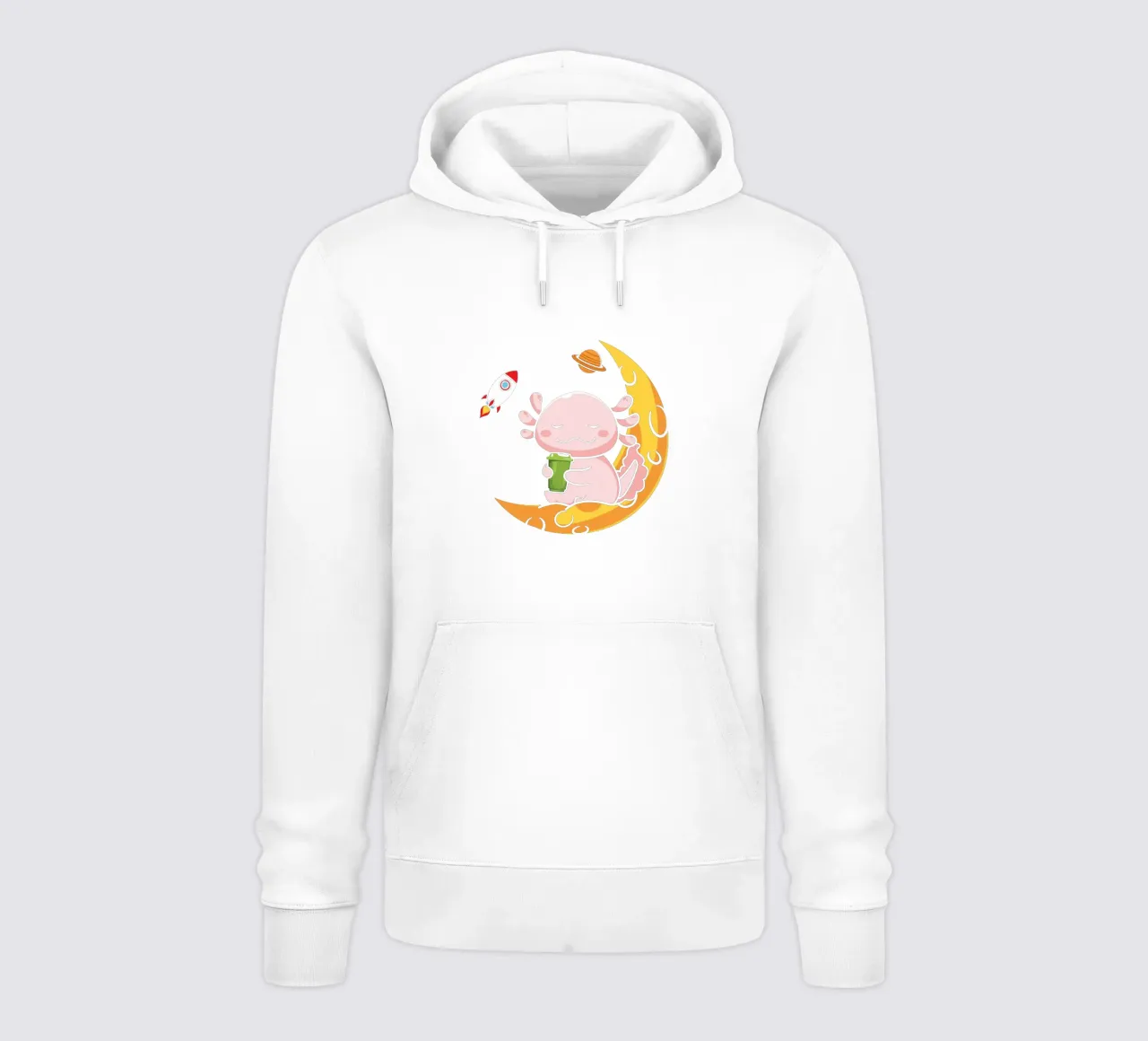 Axolotl sitting on the moon felpa con cappuccio da edsonramosart