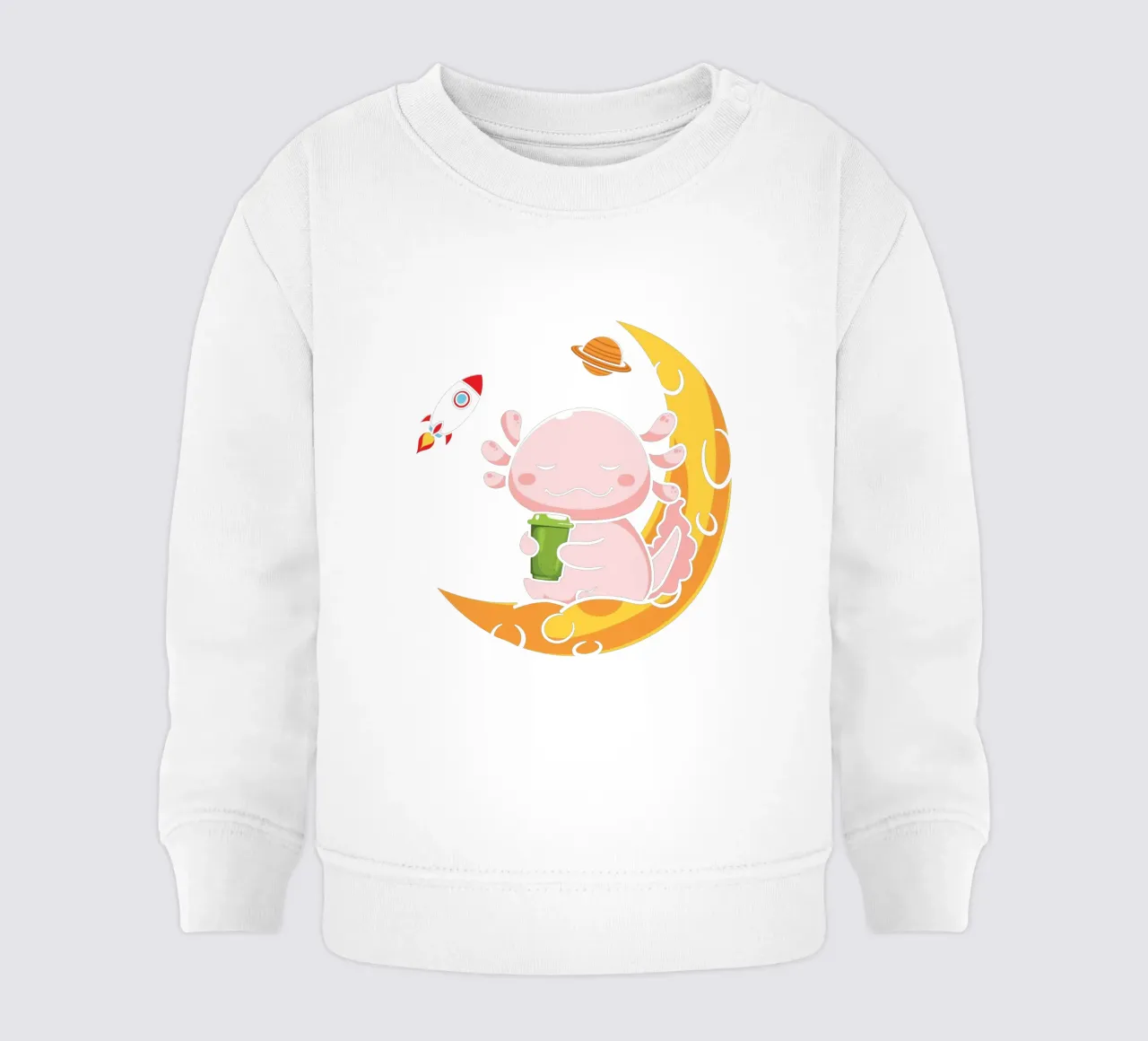 Axolotl sitting on the moon felpa neonato da edsonramosart