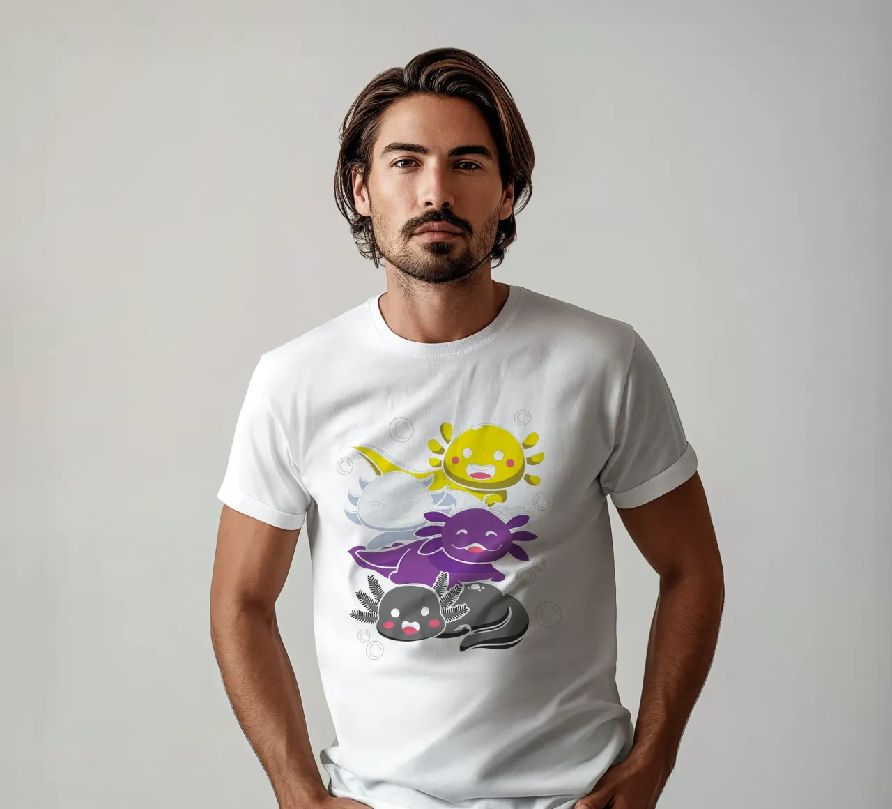 Colorful axolotls t-shirt da edsonramosart