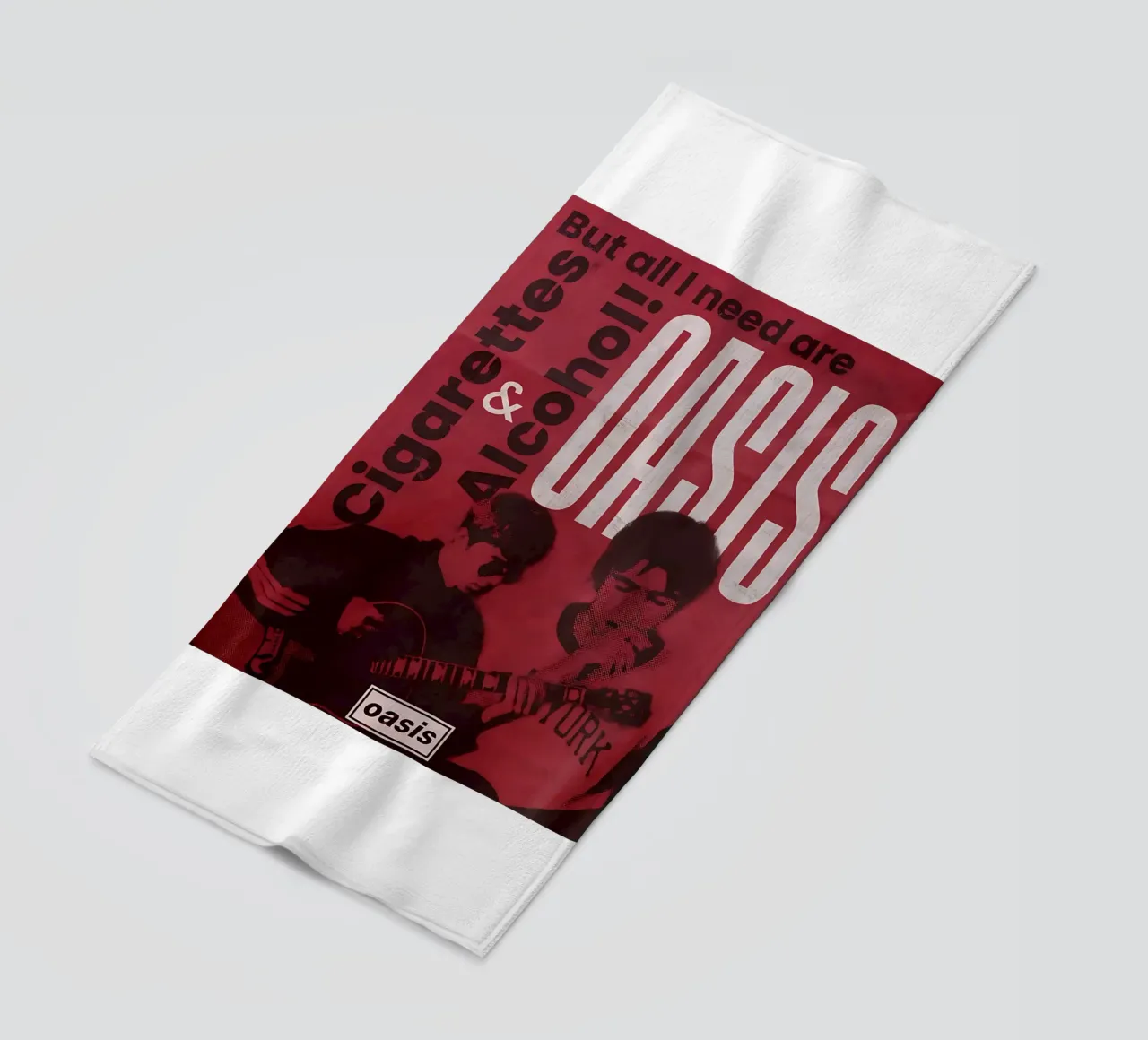 Poster degli Oasis in rosso telo mare da domherrick1