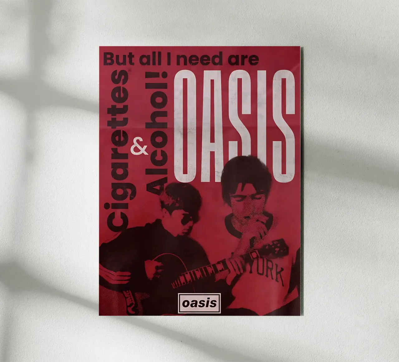 Poster degli Oasis in rosso alluminio dibond da domherrick1