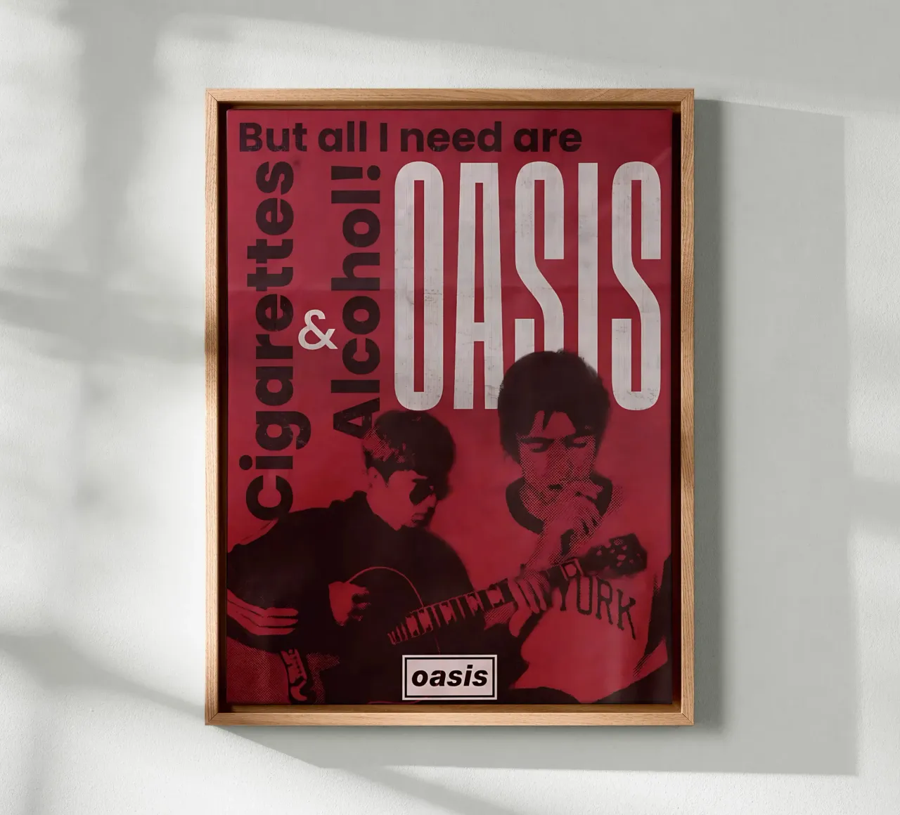 Poster degli Oasis in rosso tela con Cornice a cassetta da domherrick1
