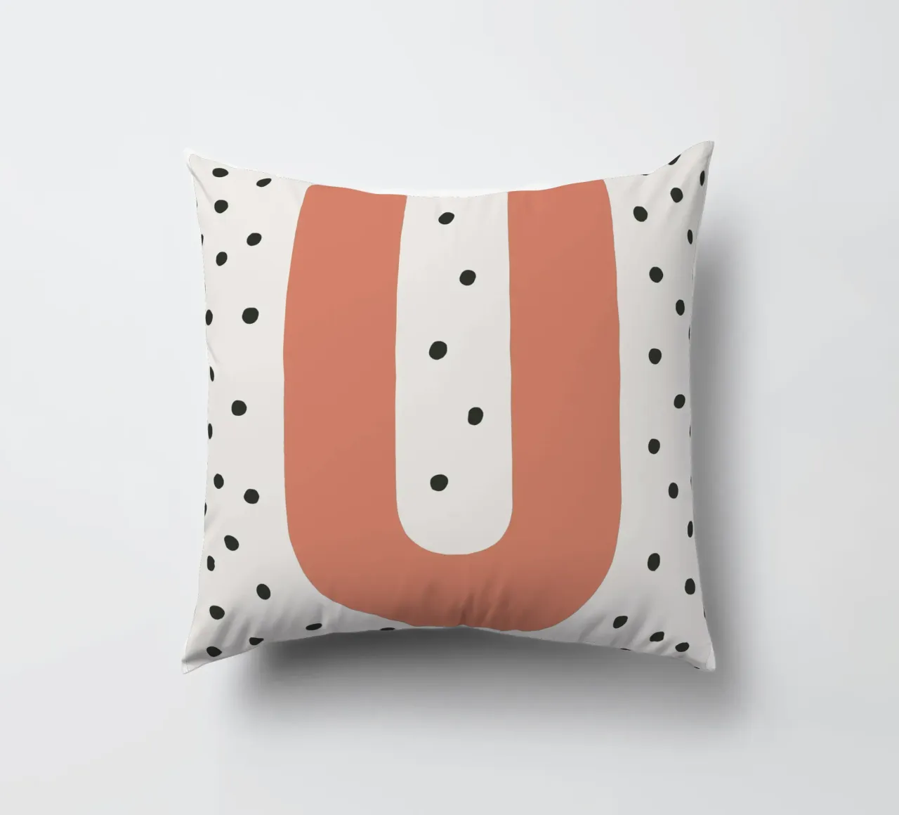 Initial U on dot pattern - Scandinavian style decorative cushion by KidzStudio
