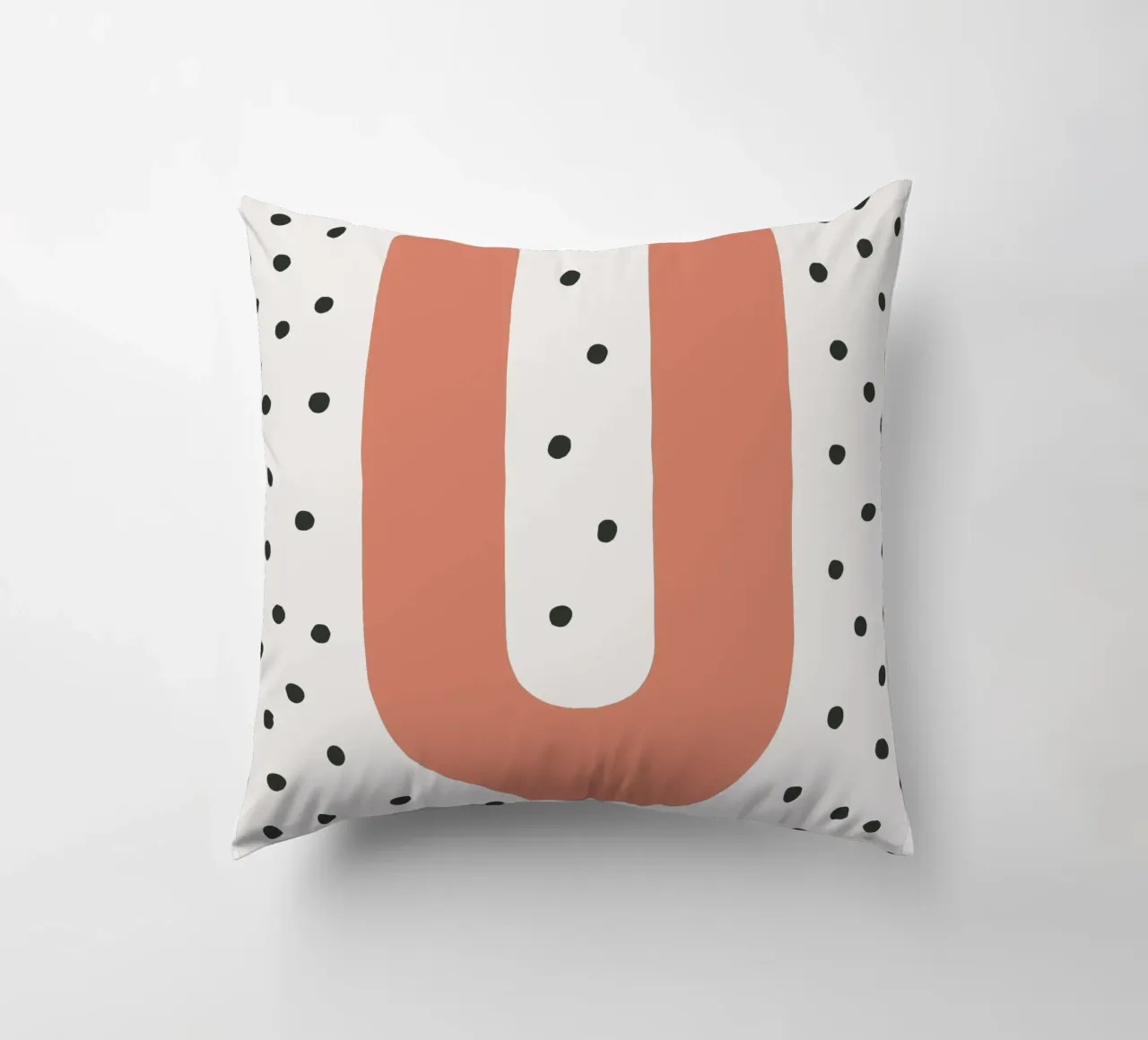 Initial U on dot pattern - Scandinavian style decorative cushion by KidzStudio