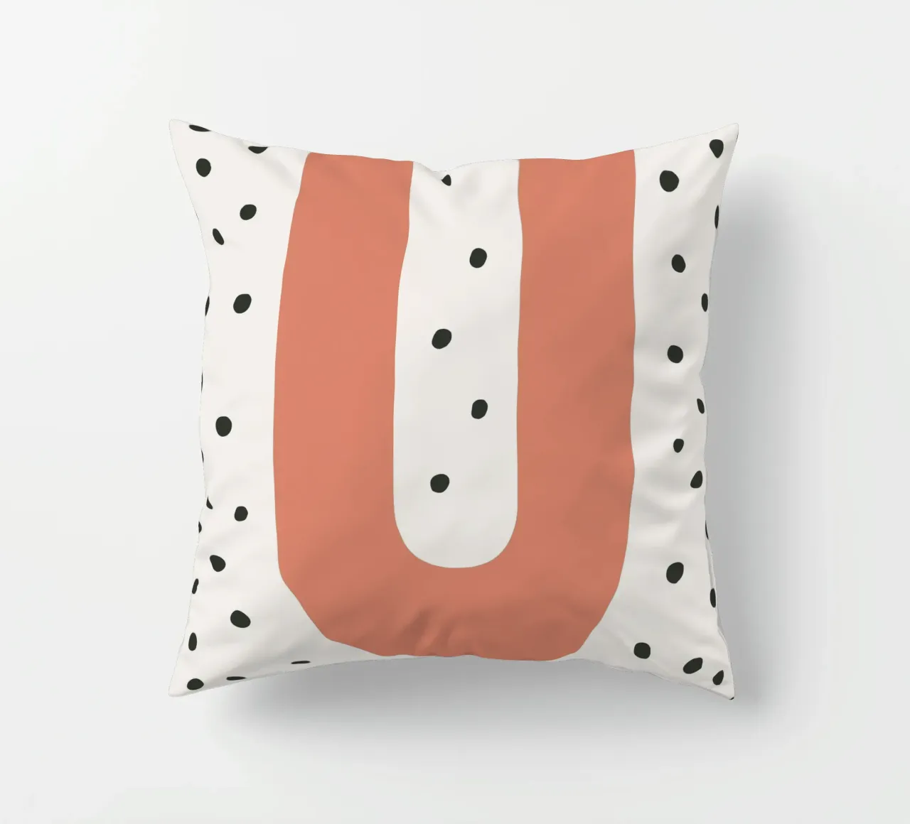 Initial U on dot pattern - Scandinavian style decorative cushion by KidzStudio