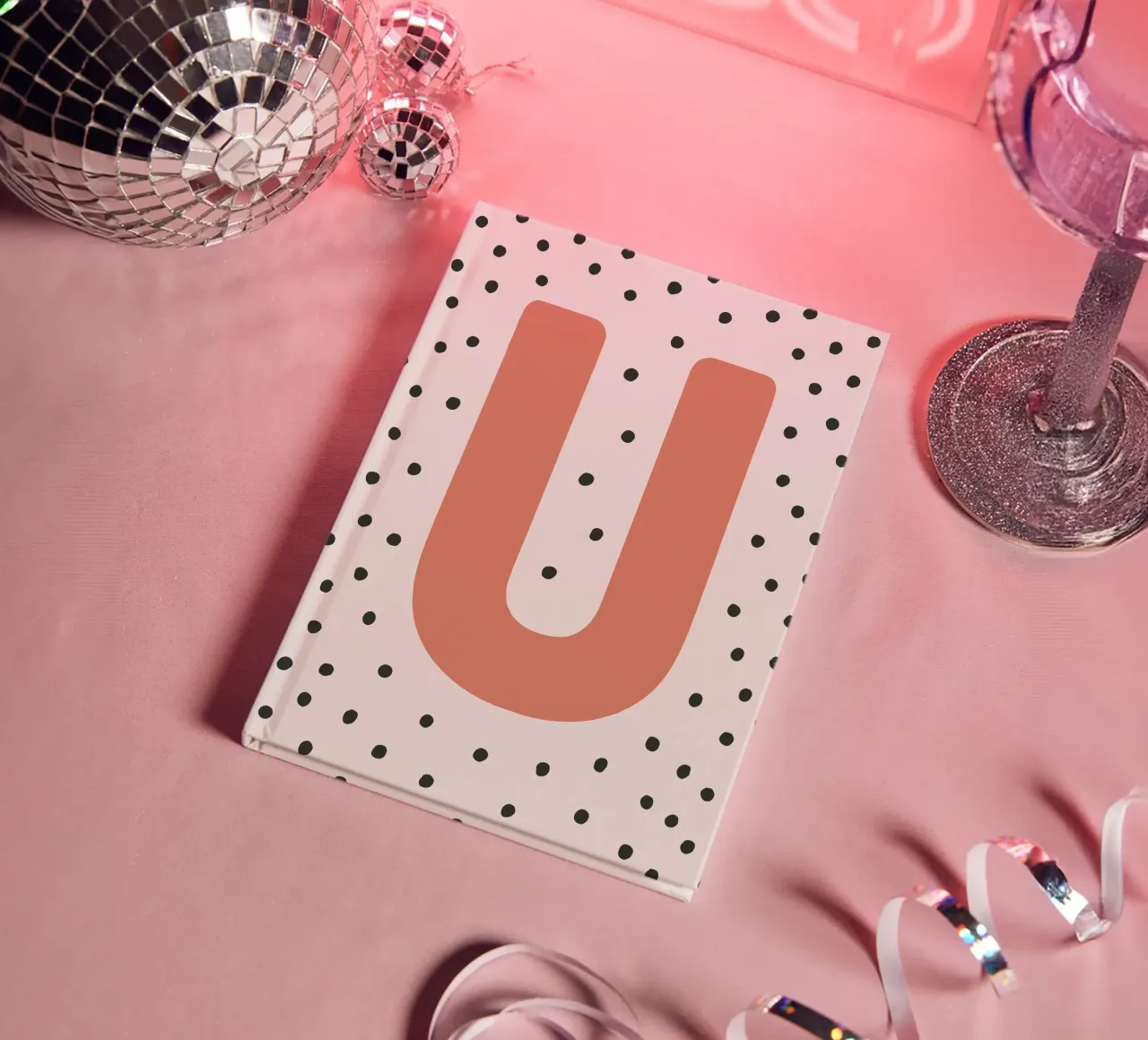 Initial U on dot pattern - Scandinavian style notebook by KidzStudio