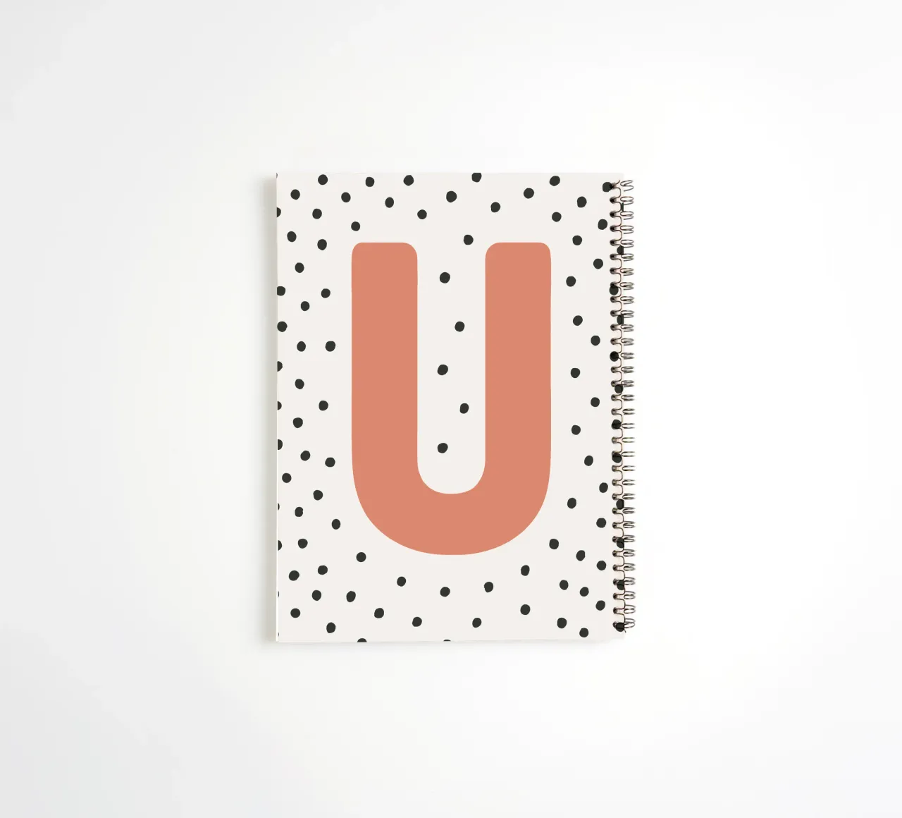 Initial U on dot pattern - Scandinavian style spiral notebook by KidzStudio