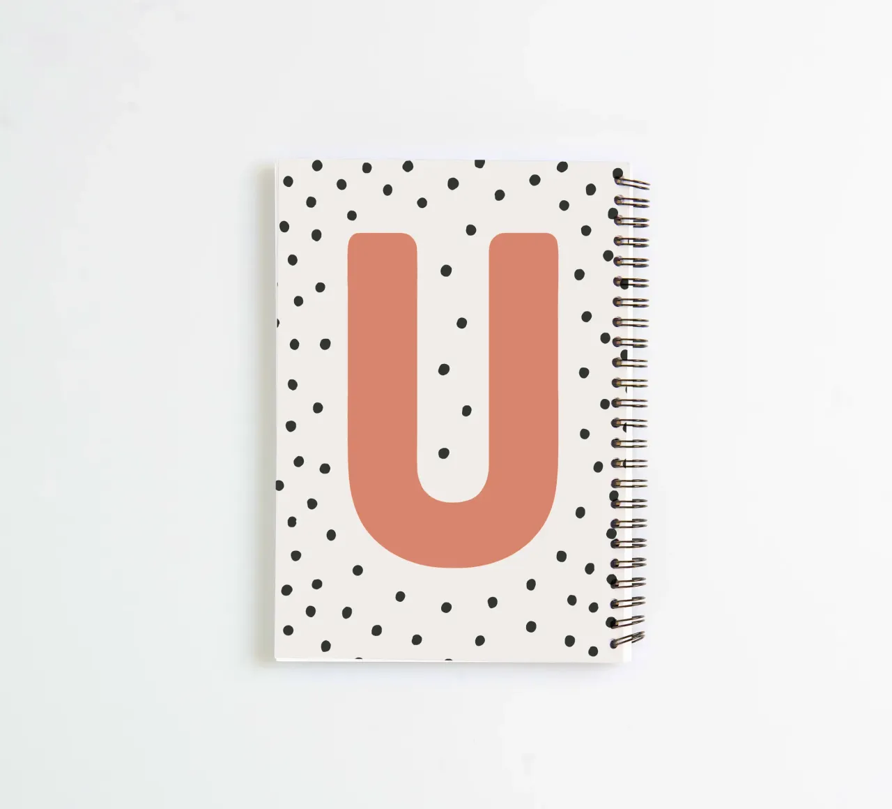 Initial U on dot pattern - Scandinavian style spiral notebook by KidzStudio