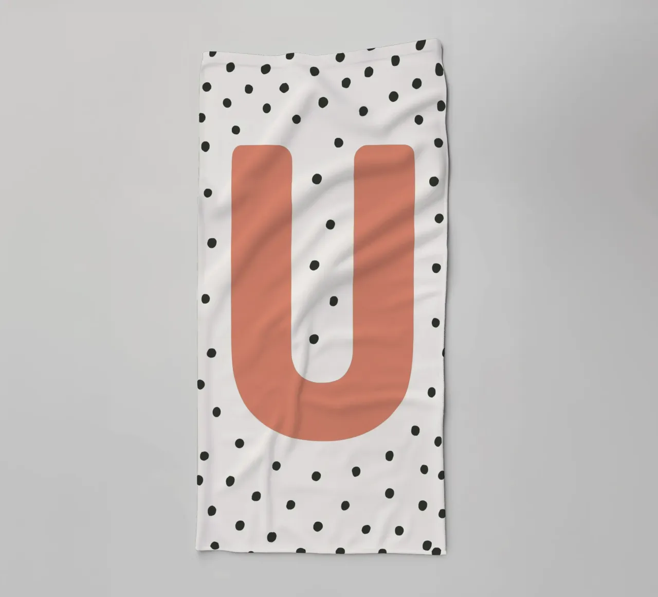 Initial U on dot pattern - Scandinavian style towel by KidzStudio