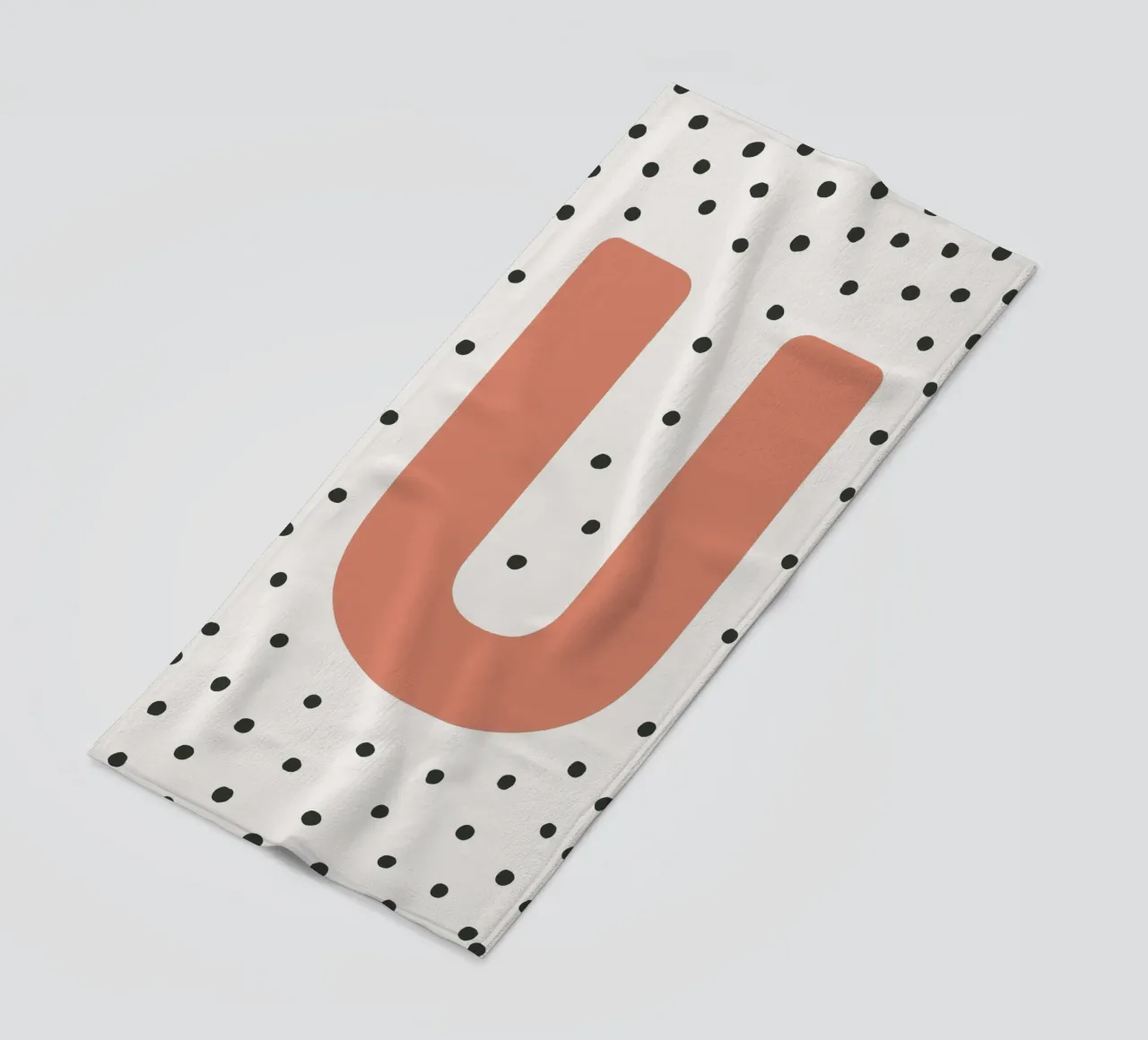 Initial U on dot pattern - Scandinavian style beach towel by KidzStudio
