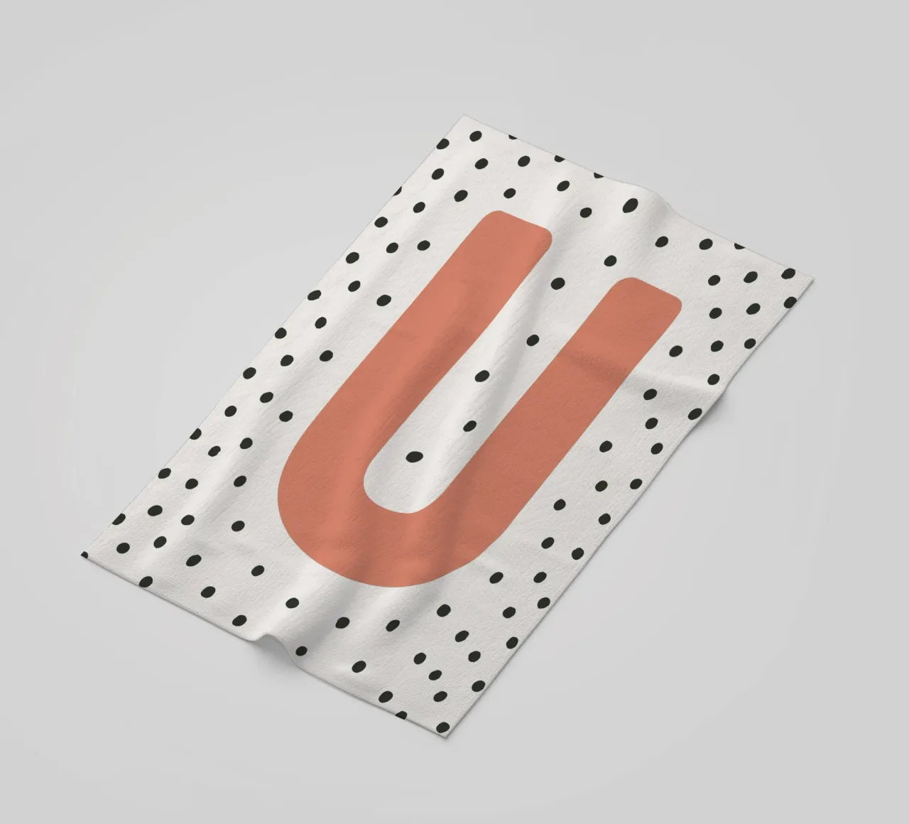 Initial U on dot pattern - Scandinavian style beach towel by KidzStudio