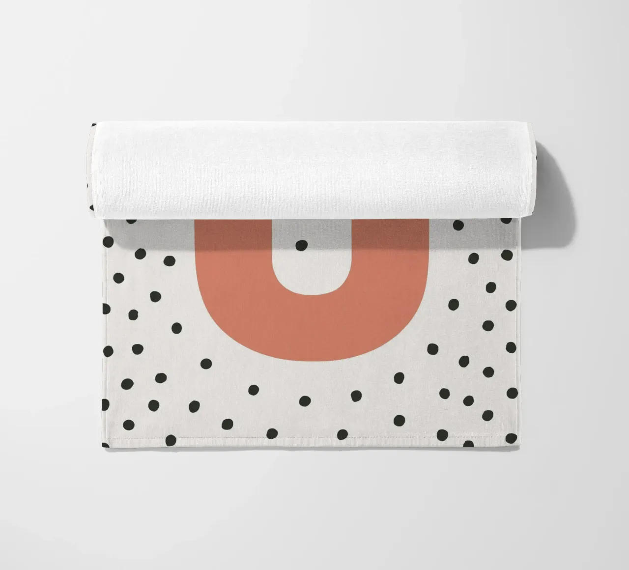 Initial U on dot pattern - Scandinavian style beach towel by KidzStudio