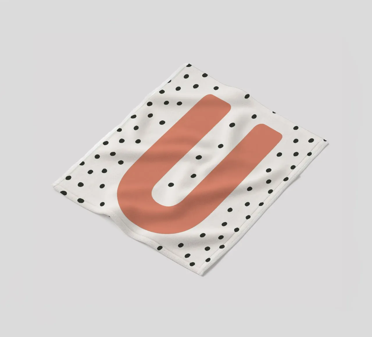 Initial U on dot pattern - Scandinavian style fleece blanket by KidzStudio