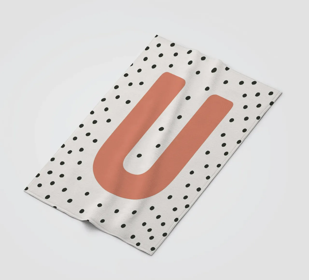Initial U on dot pattern - Scandinavian style fleece blanket by KidzStudio