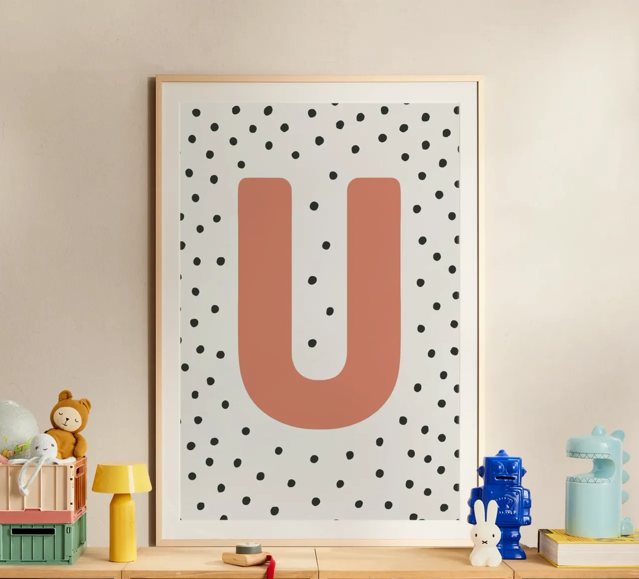 Initial U on dot pattern - Scandinavian style hahnemühle by KidzStudio