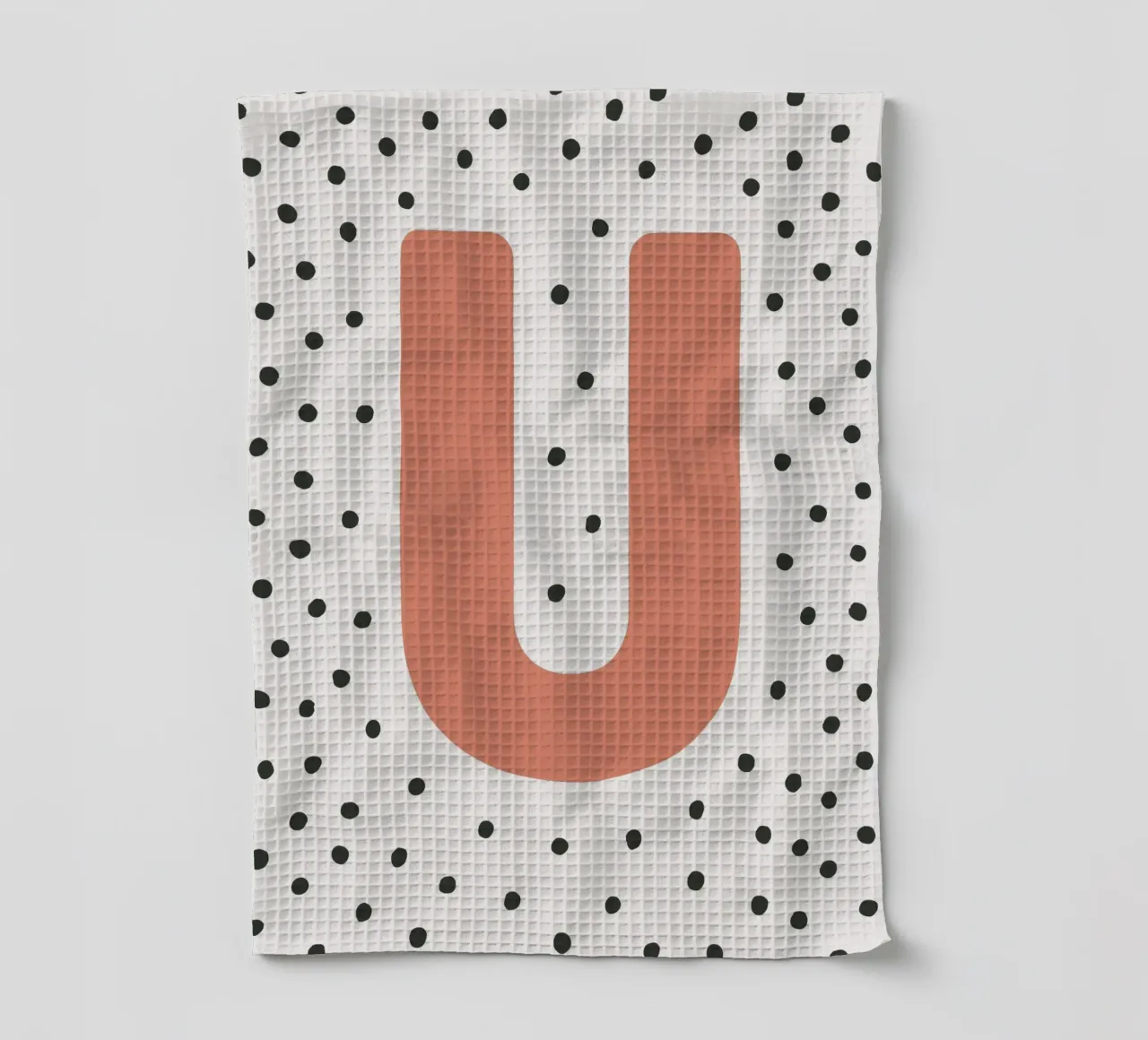 Initial U on dot pattern - Scandinavian style tea towel by KidzStudio