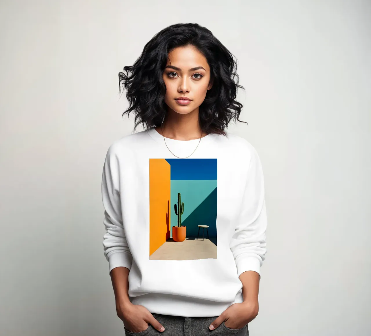 Cactus e arancione - Grafica solare e colori vivaci felpa da Affiches Minimalistes