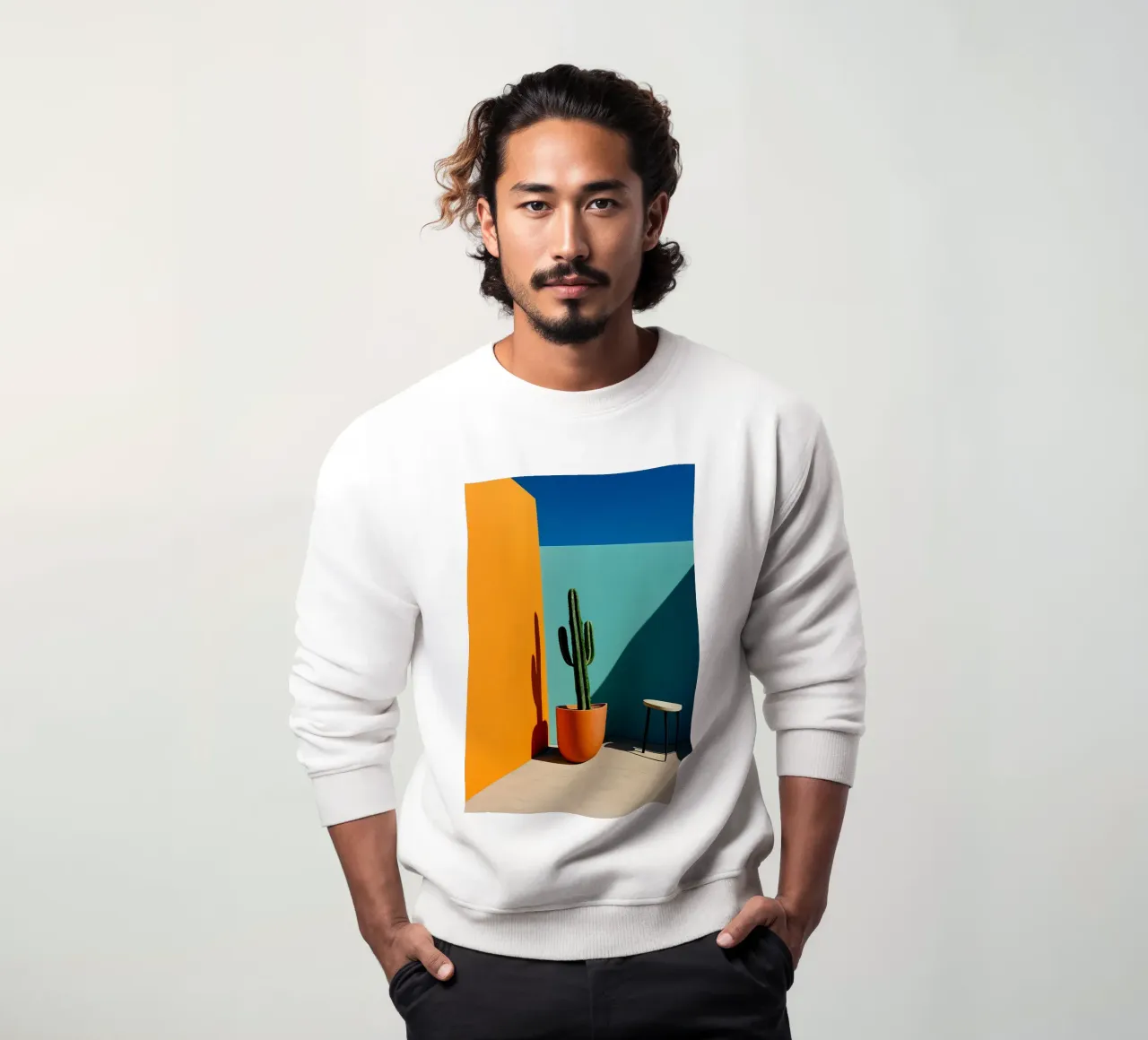 Cactus e arancione - Grafica solare e colori vivaci felpa da Affiches Minimalistes