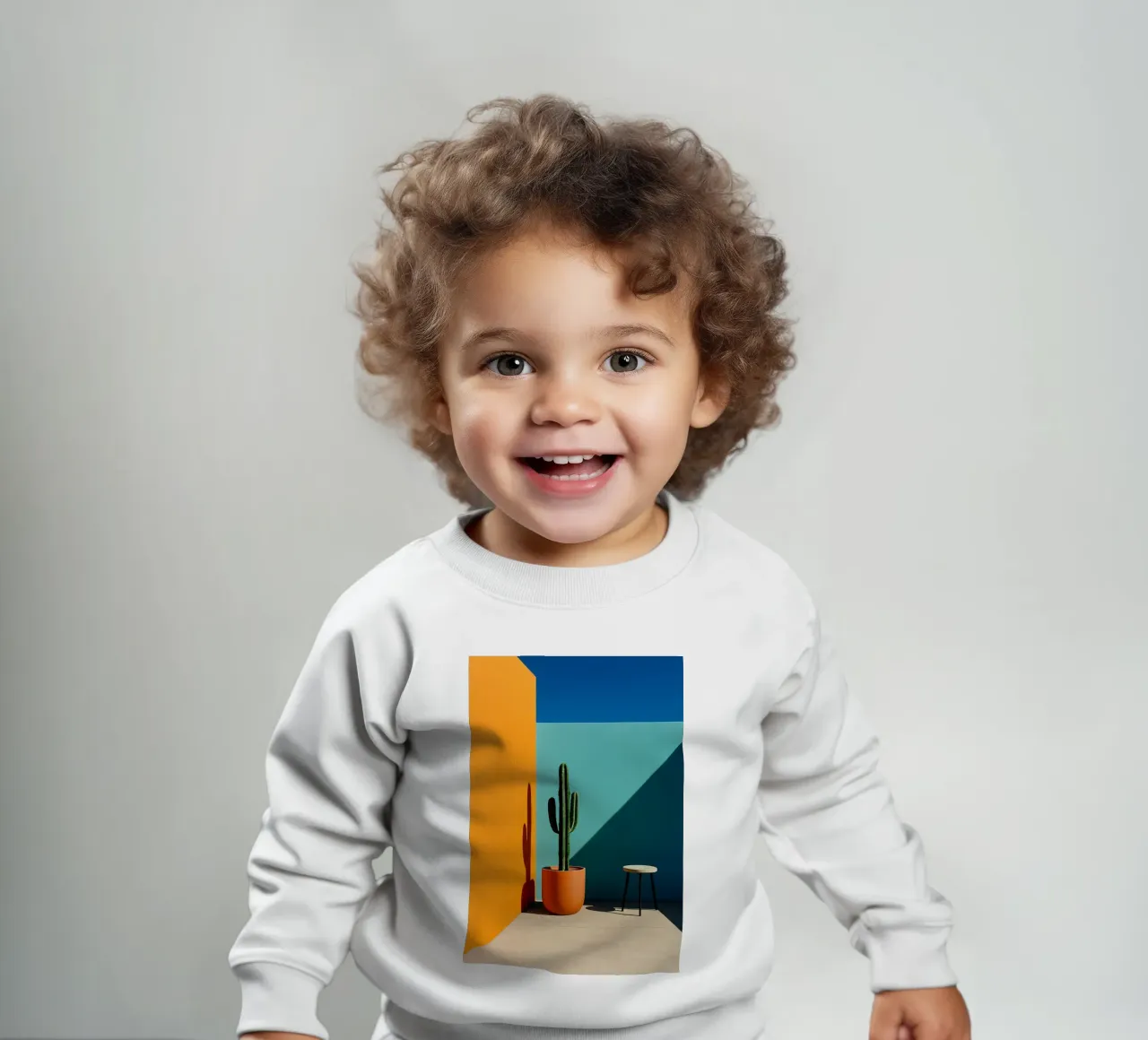 Cactus e arancione - Grafica solare e colori vivaci felpa neonato da Affiches Minimalistes