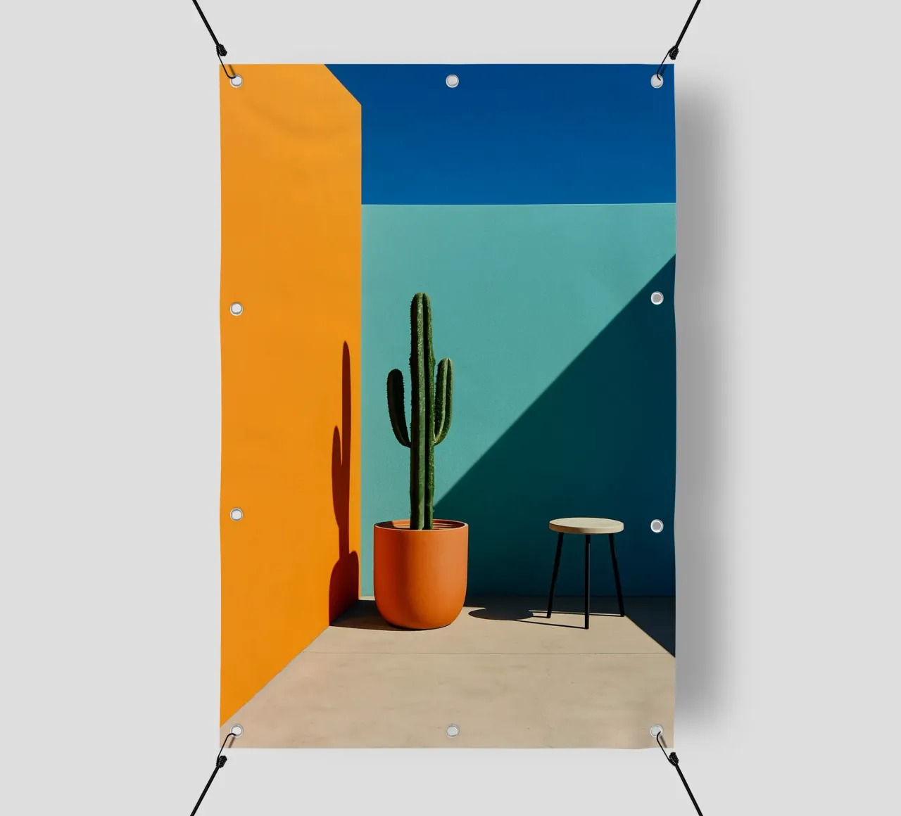Cactus e arancione - Grafica solare e colori vivaci telo in pvc da Affiches Minimalistes
