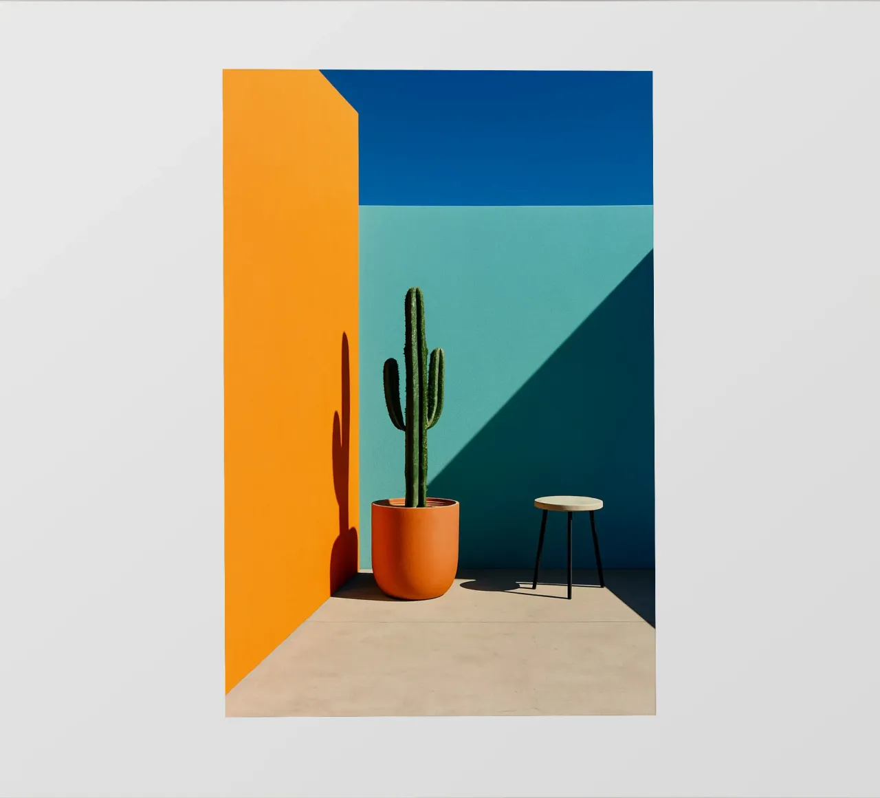 Cactus e arancione - Grafica solare e colori vivaci telo in pvc da Affiches Minimalistes