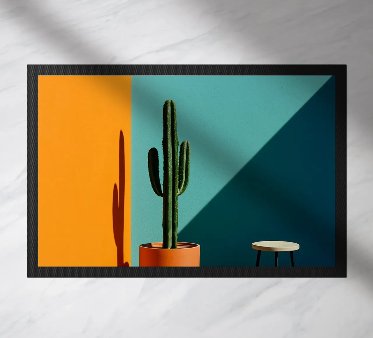 Cactus e arancione - Grafica solare e colori vivaci zerbino da Affiches Minimalistes