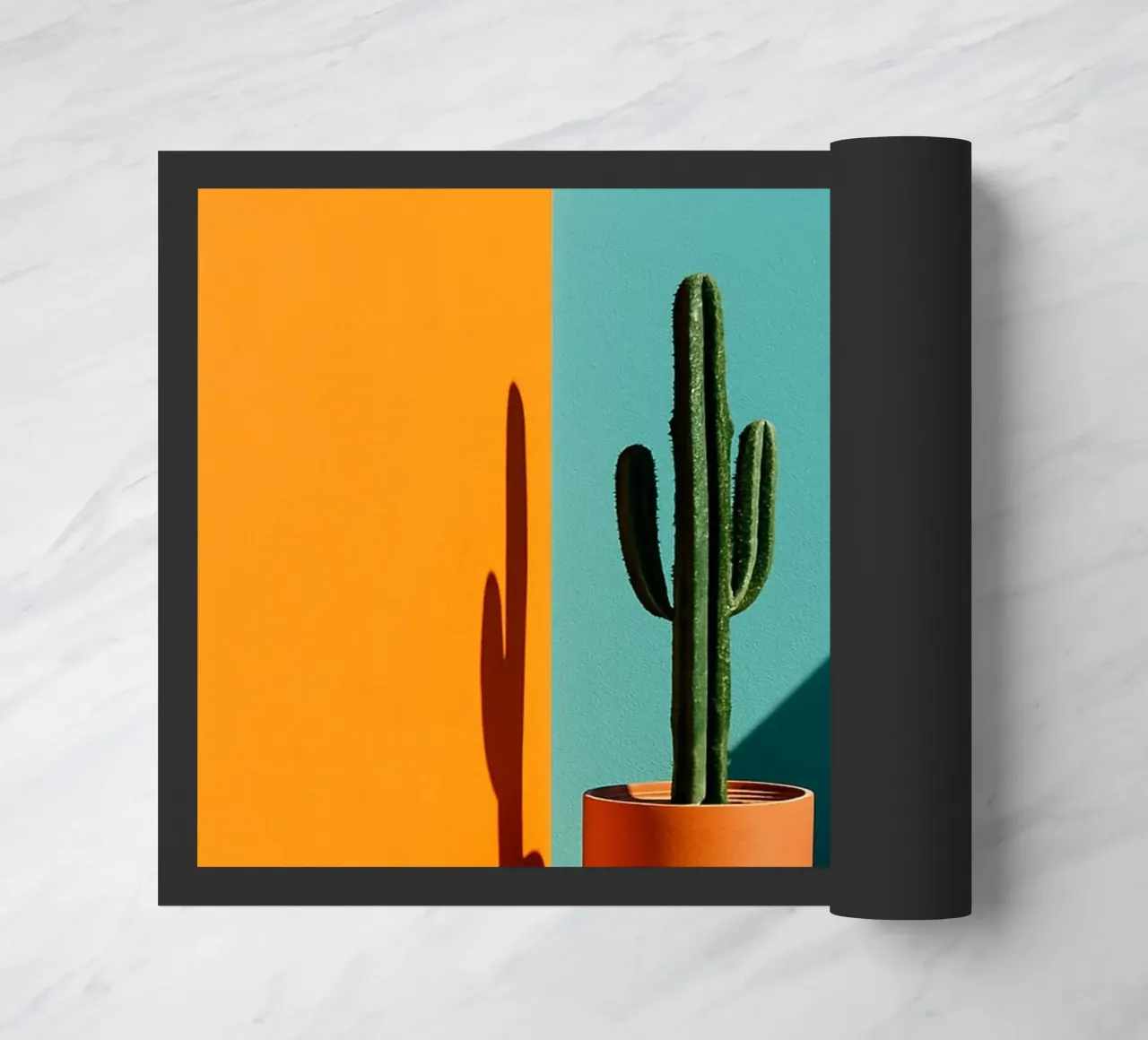 Cactus e arancione - Grafica solare e colori vivaci zerbino da Affiches Minimalistes