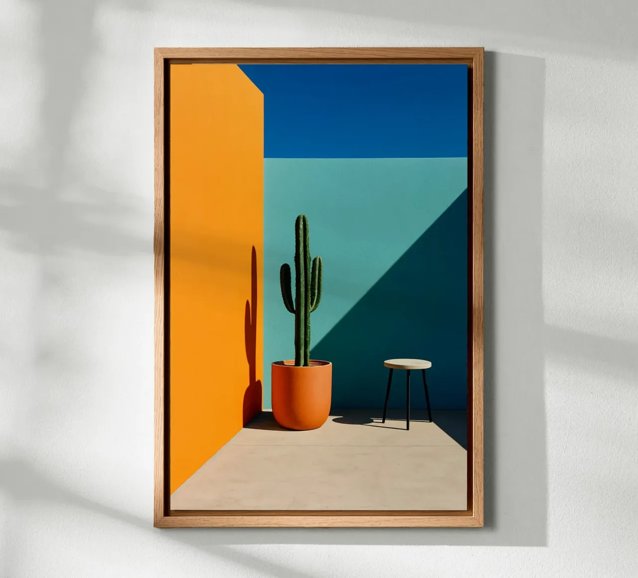 Cactus e arancione - Grafica solare e colori vivaci tela con Cornice a cassetta da Affiches Minimalistes