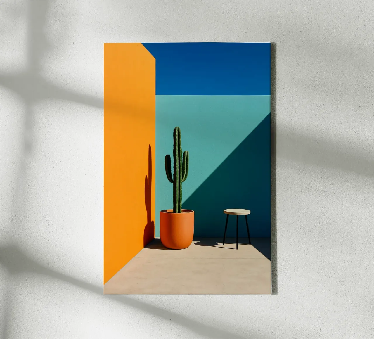 Cactus e arancione - Grafica solare e colori vivaci tela con Cornice a cassetta da Affiches Minimalistes