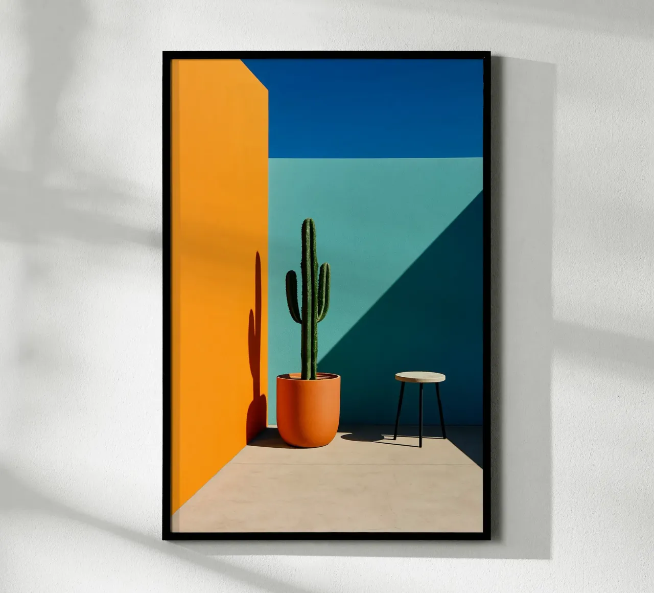 Kaktus & Orange - Grafische Sonne und klare Farben Hahnemühle von Affiches Minimalistes
