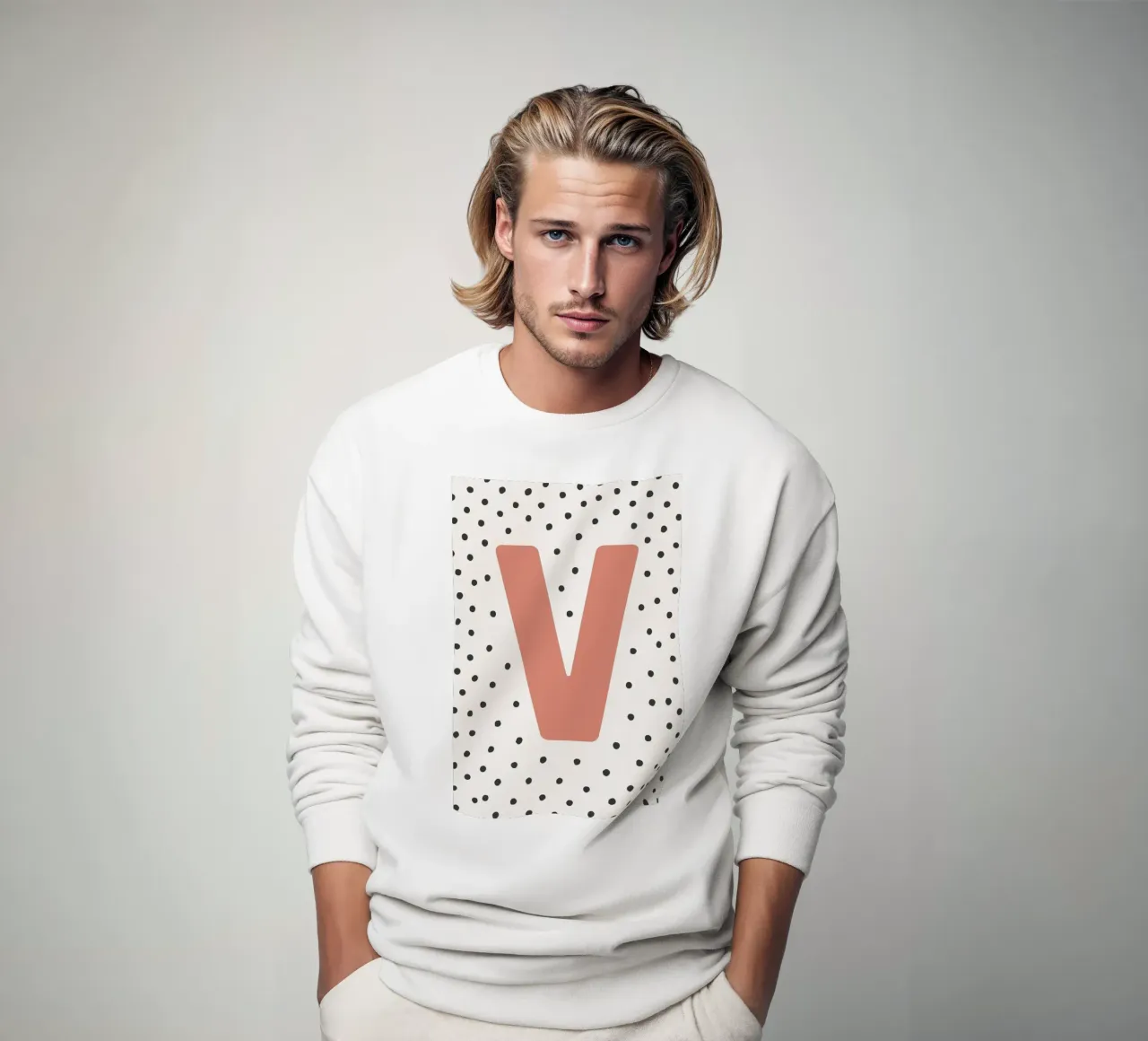 Initial V on dot pattern - Scandinavian style sweatshirt by KidzStudio
