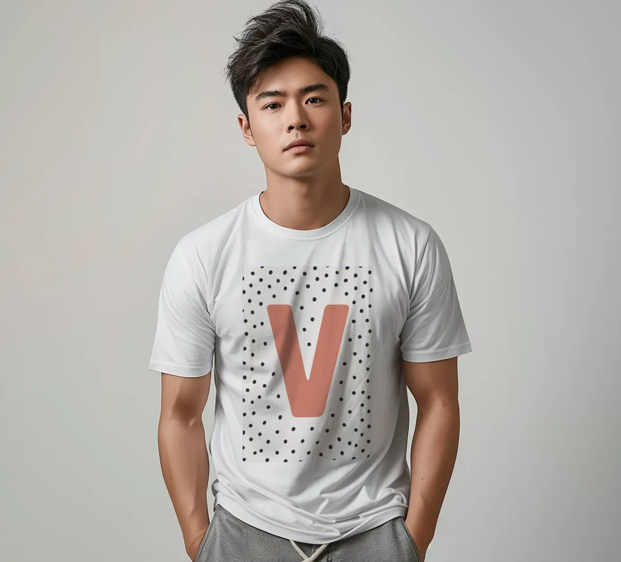 Initial V on dot pattern - Scandinavian style t-shirt by KidzStudio