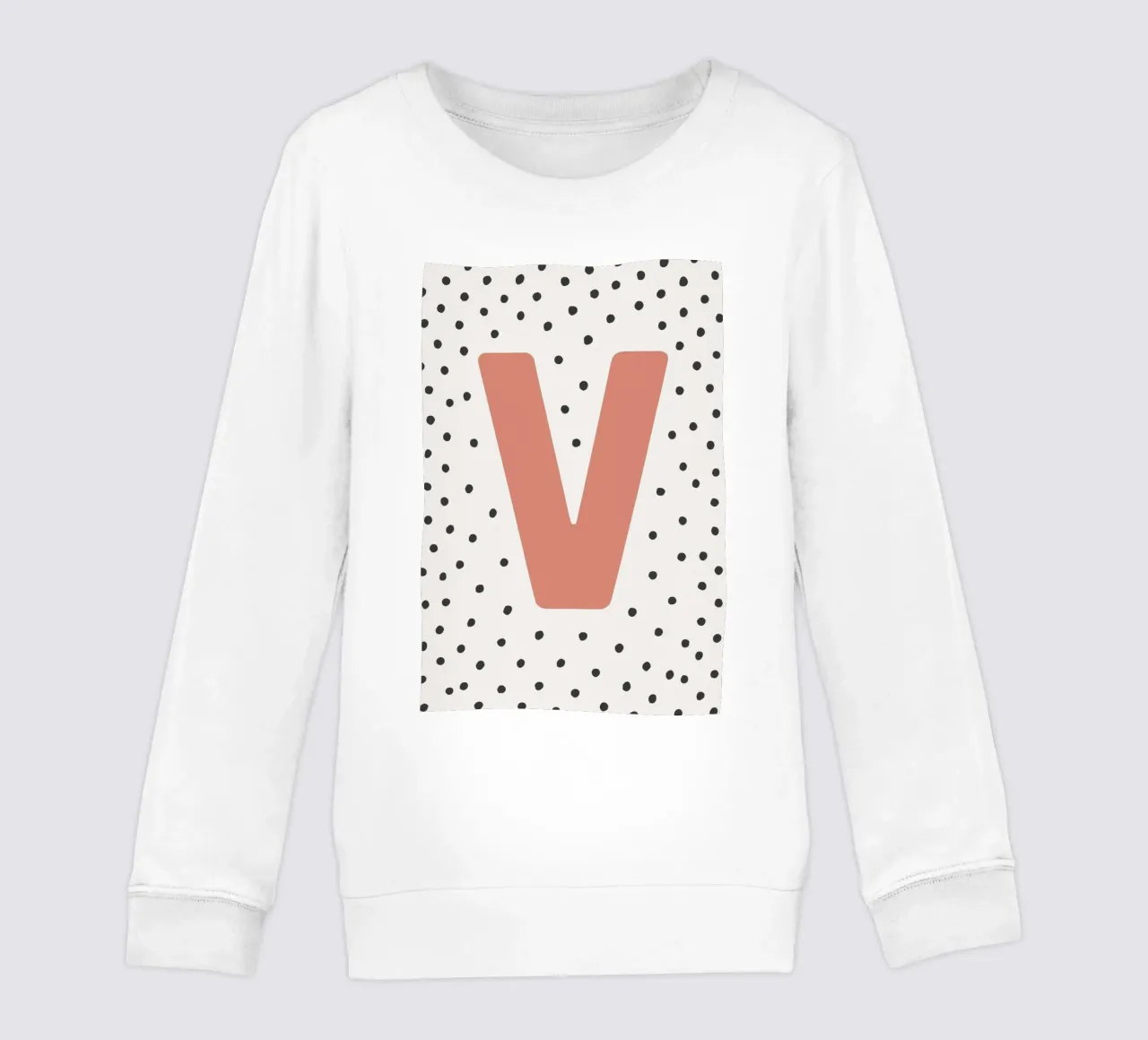 V iniziale su motivo a pois - stile scandinavo felpa bambino da KidzStudio