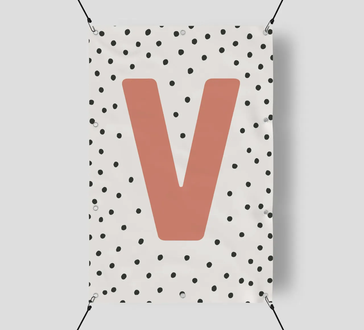 V iniziale su motivo a pois - stile scandinavo telo in pvc da KidzStudio