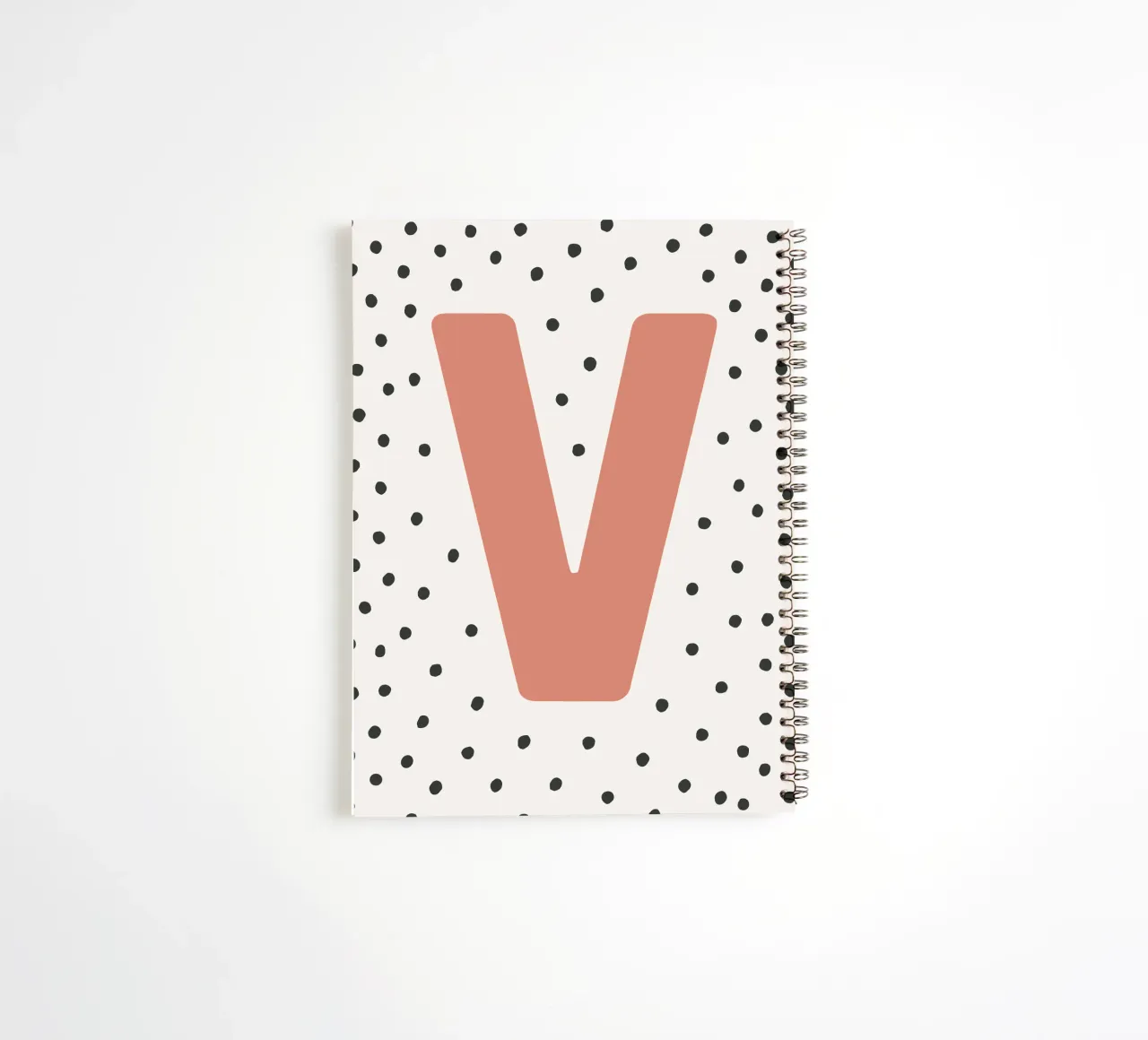 Initial V on dot pattern - Scandinavian style spiral notebook by KidzStudio